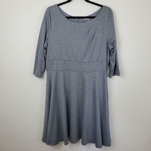NY Collection Gray Skater Dress. 3/4 sleeve. Size XL Petite